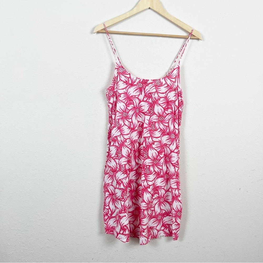 Roberta Roller Rabbit Pink Floral Mini 100% Cotton Dress Size Medium